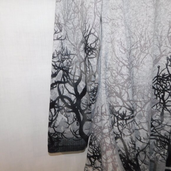 Orange Fashion Village Grey Black Forrest Trees Womens L  / XL Knit Tunic Top - Picture 9 of 12